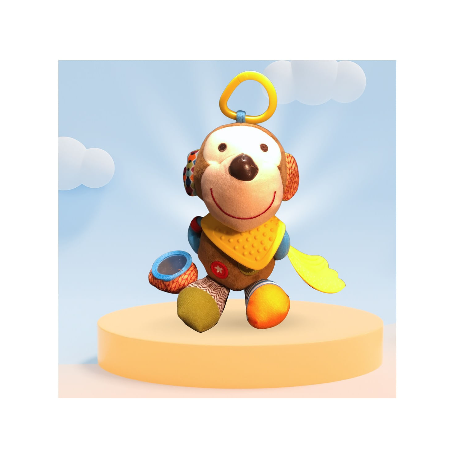 Cabide Plush Monkey Rattle Teether Para Bebês