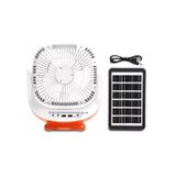 Ventilador De Mesa Recarregável Com Painel Solar, Rádio E Luz