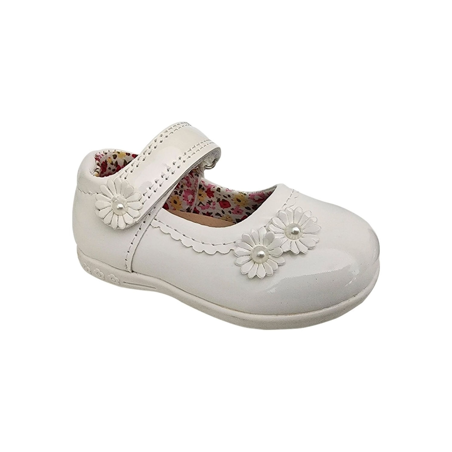 Sapato Casual Para Meninas Em Couro Envernizado Branco - 7002 +1