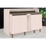 Bancada Ilha Cozinha Balcão Gourmet Connect C/ 3 Portas 145cm - Henn Off White - Henn