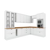 Cozinha Completa Americana 14 Peças (4 Armários + 2 Paneleiros + 4 Balcões + 4 Complementos) C5p58 Branco - Henn