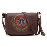 Bolsa Flap Pequena Com Bordado Mandala Feminina Alça Transversal Moderna Tassel Dia A Dia Viagem