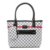 Bolsa Tote Xadrez De Ombro Grande Feminina Alça Fixa Bolso Interno Com Porta Moedas De Ziper