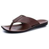 Chinelo De Dedo Conforto Couro Masculino Liso Solado Borracha Resistente Basico Dia A Dia