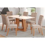Sala De Jantar Completa Lins C/ Tampo Madeirado Reto 160x90cm E 6 Cadeiras Esther Nature/creme - Henn