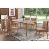 Sala De Jantar Completa Londrina C/ Tampo Madeirado C/ Vidro 180x90cm E 6 Cadeiras Dafne Capuccino/animale Chocolate - Rufato