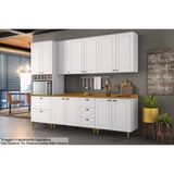 Cozinha Completa Americana Com Pés 7 Peças (2 Armários + 1 Paneleiro + 2 Balcões + 2 Complementos) C5p60 Branco - Henn