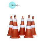 Kit Com 5 Cones Sinalização Rígido 75cm Laranja E Branco