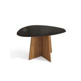 Mesa De Sala Jantar Lótus + Tampo Madeirado C/ Vidro 135x105cm Freijó/preto Fosco - Kappesberg