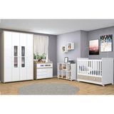 Quarto Infantil Completo Aquarela 4 Peças (1 Guarda Roupa + 1 Berço + 1 Cômoda + 1 Armário Organizador) Qi56 Cristal/branco - Henn