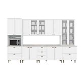 Cozinha Completa Americana Com Pés 8 Peças (2 Armários + 2 Paneleiros + 2 Balcões + 2 Complementos) C5p51 Branco - Henn