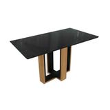 Mesa De Sala Jantar Centella + Tampo Madeirado C/ Vidro 90x160cm Freijó/preto Fosco - Kappesberg