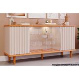 Buffet De Sala Jantar Janice 4 Portas C/ Vidro Cinamomo/off White - Cimol