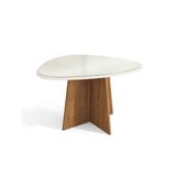 Mesa De Sala Jantar Lótus + Tampo Madeirado C/ Vidro 135x105cm Freijó/off White - Kappesberg