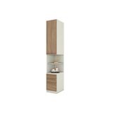 Modulado De Quarto Armário Mesa De Cabeceira Seletto Mc02 C/ 1 Porta E 3 Gavetas Areia/jequitibá - Henn