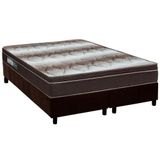 Cama Box Queen: Colchão Ortopédico Ortobom Wood Light + Base Crc Suede Brown(158x198)