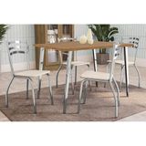 Sala De Jantar Completa Iguaçu C/ Tampo De Madeira 136cm + 4 Cadeiras Portugal Cromada/branco 106 - Kappesberg