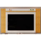 Painel Home P/tv Até 75 Polegadas Lotus Ripado C/ Prateleira 220x134cm Bali/cedro - Dj Móveis