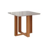 Mesa De Sala Jantar Flora C/tampo Madeirado Vidro 95x95cm Nature/off White - Cimol