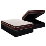 Cama Box Baú Casal: Colchão Anatômico Ortobom Exclusive + Base Crc Courano Black(138x188)