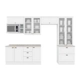 Cozinha Completa Americana 9 Peças (4 Armários + 1 Paneleiro + 2 Balcões + 2 Complementos) C5p53 Branco - Henn