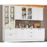 Cozinha Completa Americana 7 Peças (2 Armários + 1 Paneleiro + 2 Balcões + 2 Complementos) C5p44 Branco - Henn