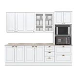 Cozinha Completa Americana 7 Peças (2 Armários + 1 Paneleiro + 2 Balcões + 2 Complementos) C5p49 Branco - Henn