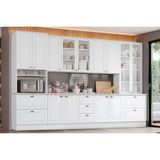 Cozinha Completa Americana 8 Peças (2 Armários + 2 Paneleiros + 2 Balcões + 2 Complementos) C5p48 Branco - Henn