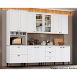 Cozinha Completa Americana Com Pés 7 Peças (2 Armários + 1 Paneleiro + 2 Balcões + 2 Complementos) C5p52 Branco - Henn