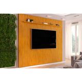 Painel Home P/tv Até 85 Polegadas Pratic Ripado C/ Prateleira 275x212cm Cedro - Dj Móveis