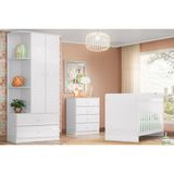 Quarto Infantil Completo Labirinto 3 Peças (1 Guarda Roupa + 1 Berço + 1 Cômoda) Qi58 Branco - Henn