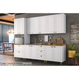 Cozinha Completa Americana C/ Pés 6 Peças (2 Armários + 1 Paneleiro + 2 Balcões + 1 Complemento) C5p61 Branco - Henn