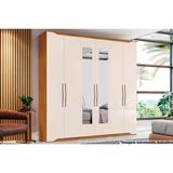 Guarda Roupa Casal 6 Portas E 4 Gavetas C/ Espelho Dallas Nature/off White - Henn