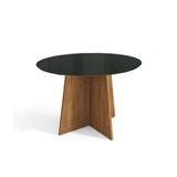 Mesa De Sala Jantar Lótus + Tampo Madeirado C/ Vidro 105x105cm Freijó/preto Fosco - Kappesberg