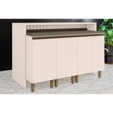 Bancada Ilha Cozinha Balcão Gourmet Connect C/ 4 Portas 145cm Off White - Henn