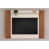 Painel Home P/tv Até 50 Polegadas Trend Ripado Extensível C/ Prateleira 108x136cm Freijo/off White - Dj Móveis