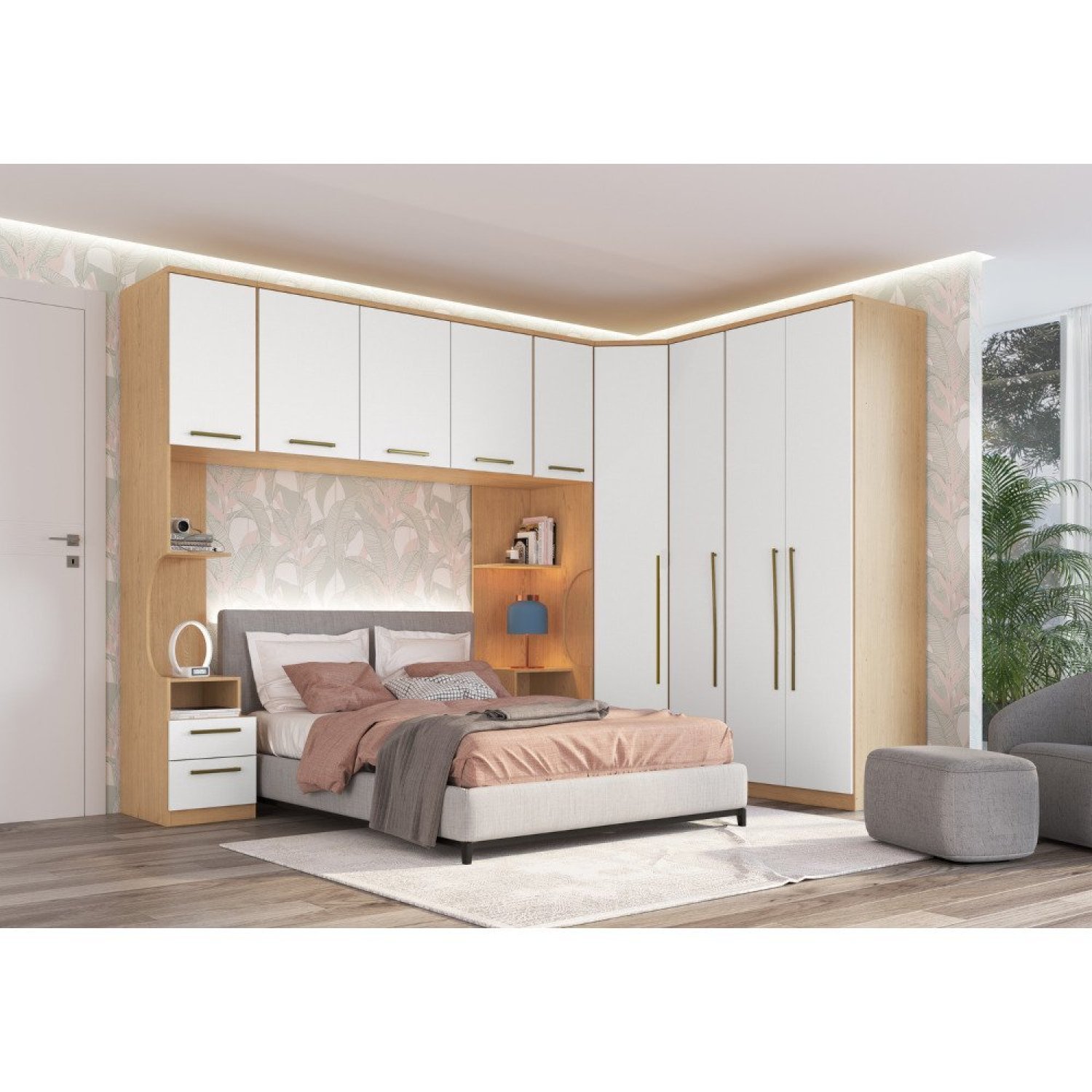 Guarda Roupa Casal Modulado 6 Peças Elegance Com Espelho Angelin/blanc