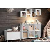 Quarto Infantil Completo Aquarela 6 Peças (1 Cômoda Baú + 4 Nichos + 1 Armário Organizador) Qi55 Branco - Henn