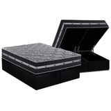 Cama Box Baú Queen: Colchão Molas Ensacadas Anjos Black Graphite + Base Crc Courano Black(158x198)