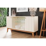 Buffet De Sala Jantar Eiffel 4 Portas C/ Vidro Off White/nature - Henn