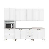 Cozinha Completa Americana C/ Pés 6 Peças (2 Armários + 1 Paneleiro + 2 Balcões + 1 Complemento) C5p62 Branco - Henn