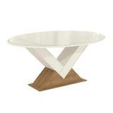 Mesa De Sala Jantar Amora + Tampo Madeirado C/ Vidro 180x105cm Freijó/off White - Kappesberg