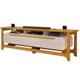 Rack Bancada P/tv Até 75 Polegadas Salvatore 100% Mdf C/ Nichos 200x59cm Bali/cedro - Dj Móveis