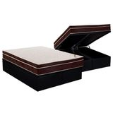 Cama Box Baú Queen: Colchão Anatômico Ortobom Exclusive + Base Crc Courano Black(158x198)