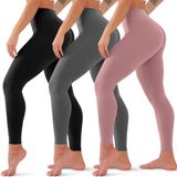 Calças De Ioga De Cintura Alta Quxiang, Pacote Com 3 Leggings Para Mulheres