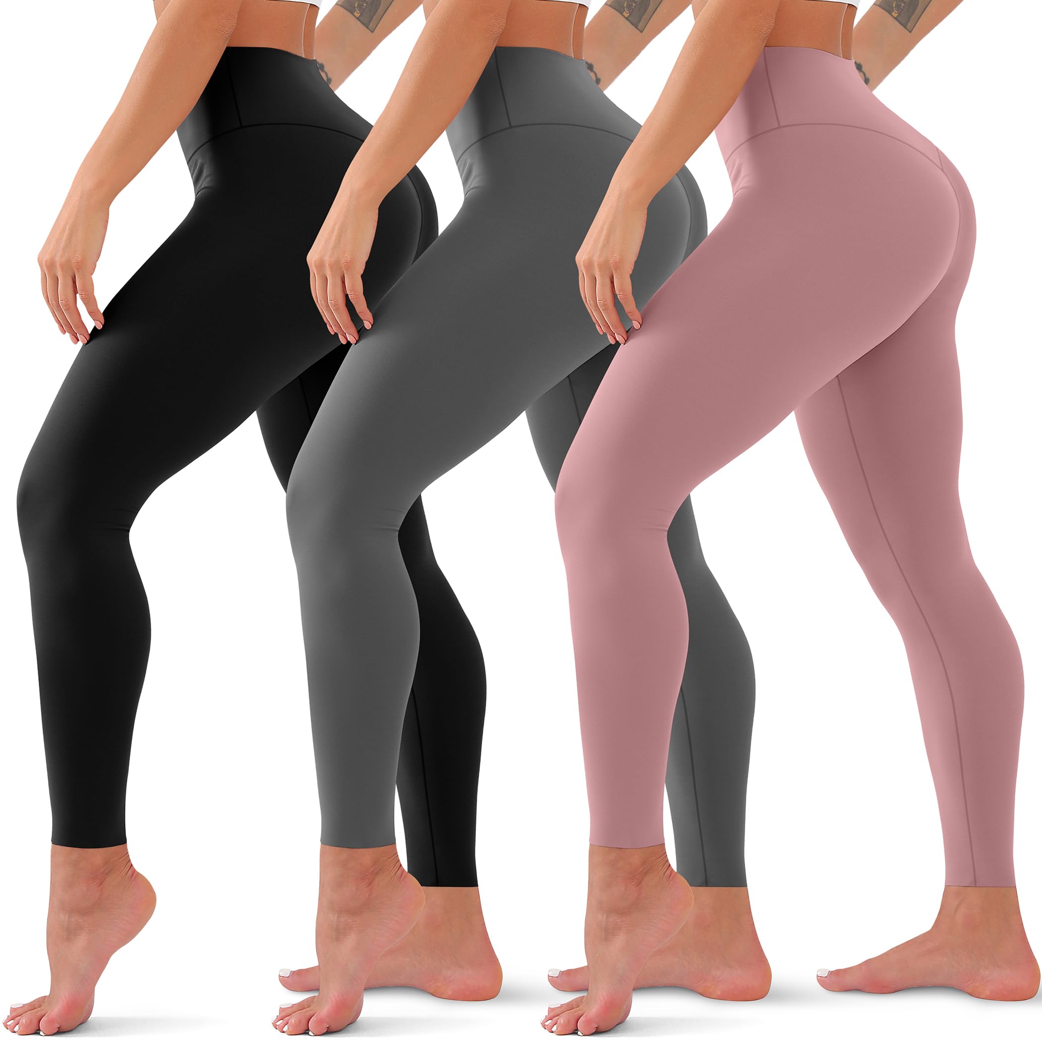 Calças De Ioga De Cintura Alta Quxiang, Pacote Com 3 Leggings Para Mulheres