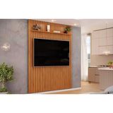 Painel Home P/tv Até 65 Polegadas Pratic Ripado C/ Prateleira 183x212cm Freijo - Dj Móveis