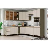Cozinha Completa Connect 15 Peças (5 Armários + 1 Paneleiro + 5 Balcões + 4 Complementos) C6p13 Duna/cristal - Henn