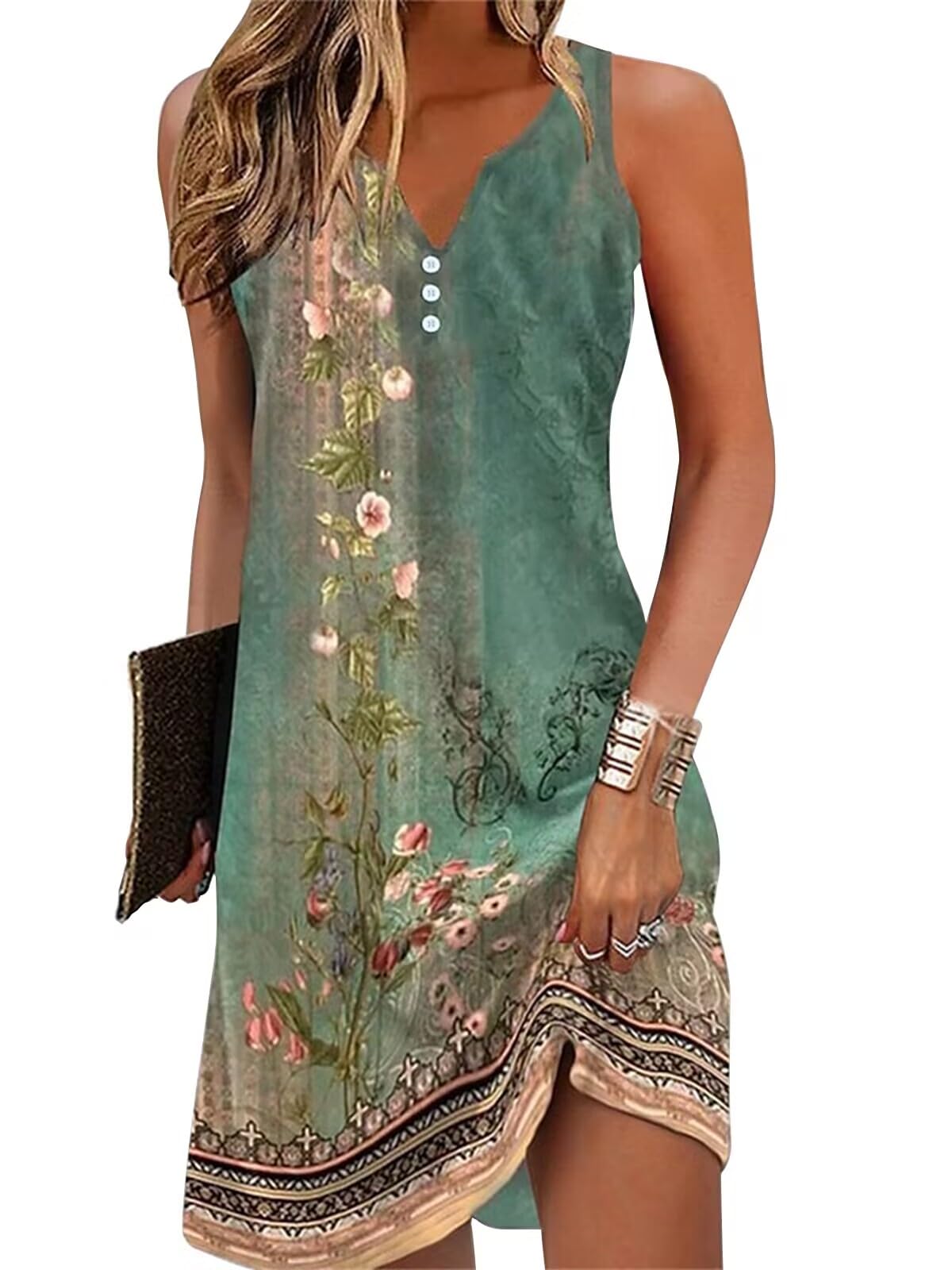 Vestido De Verão Disamer Casual Boho Floral Beach Dress Feminino