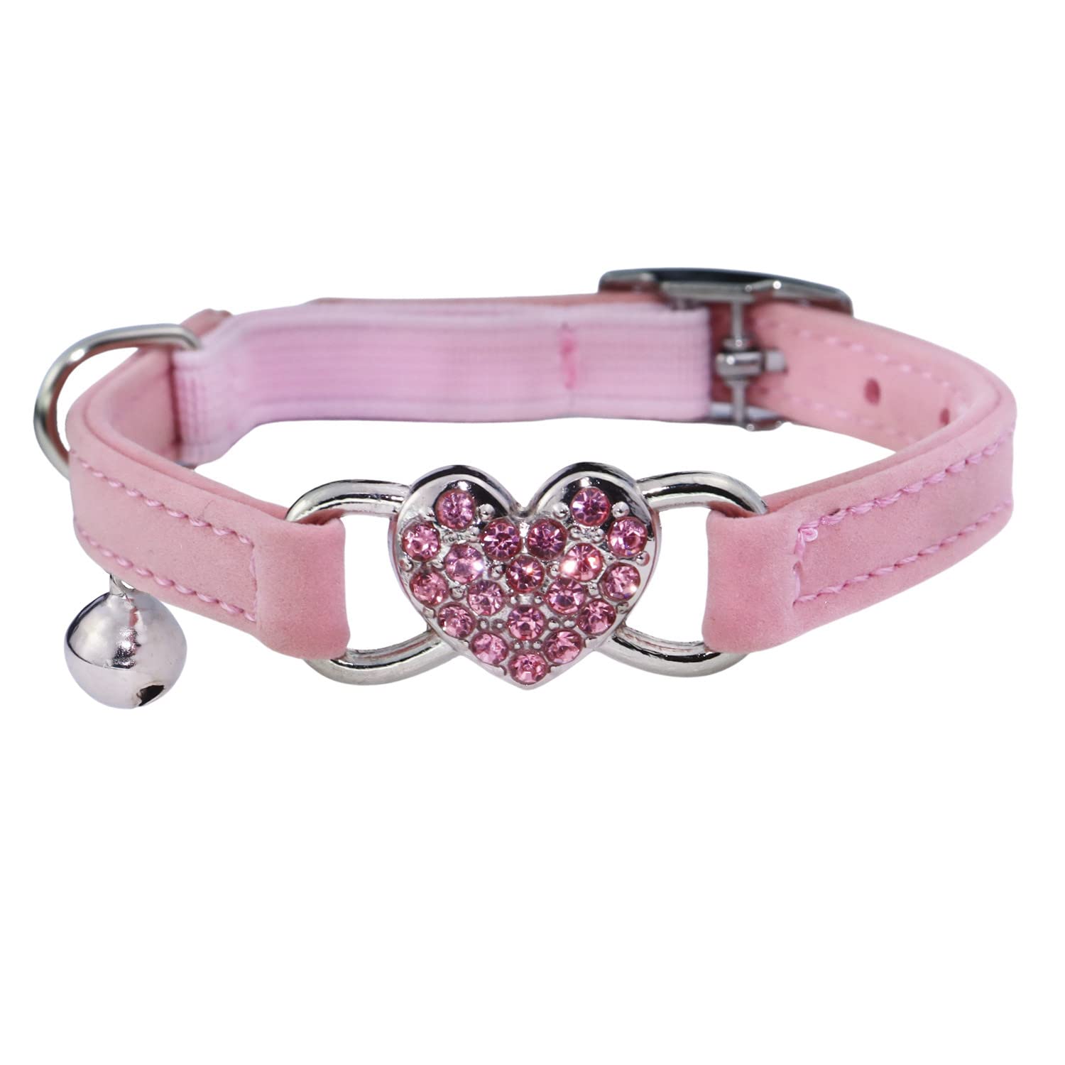 Coleira De Gato Wdpaws Heart Bling Com Cinto De Segurança E Rosa Sino